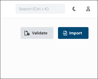 The Validate button on the Configuration Import page.